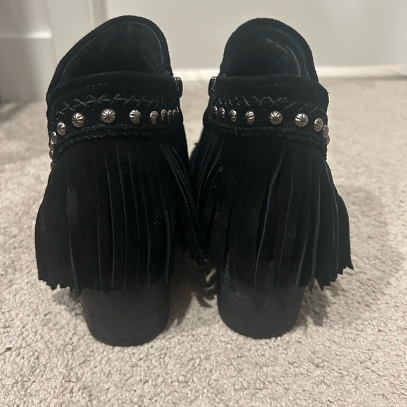 Trinity Ranch Black Fringe Ankle Boots - Picture 3 of 7